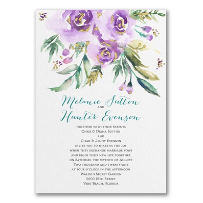 Purple Tulip Round Wedding Invitations