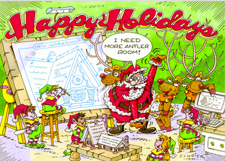 Computer Santa Holiday Cards Funny