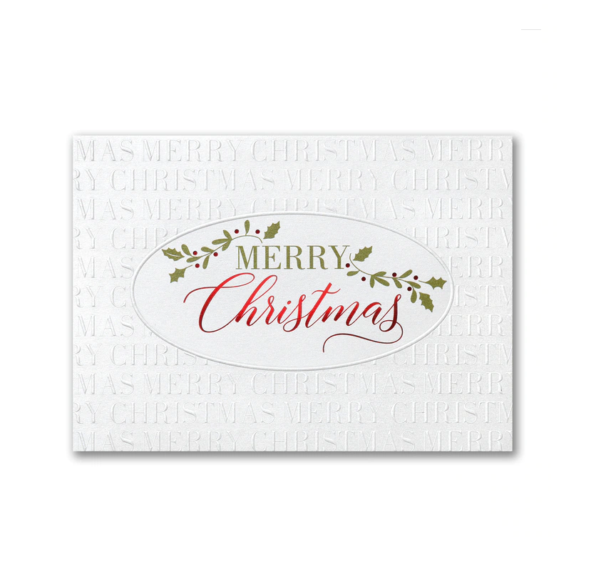 Gold Holly Christmas Card