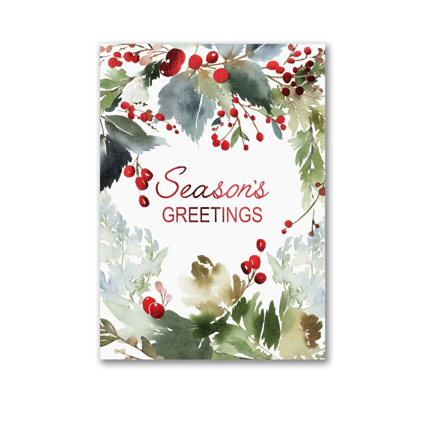 Holly Christmas Cards with Green Holly