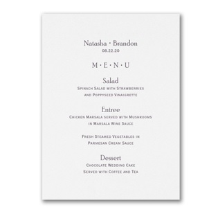 Printed Wedding Menus