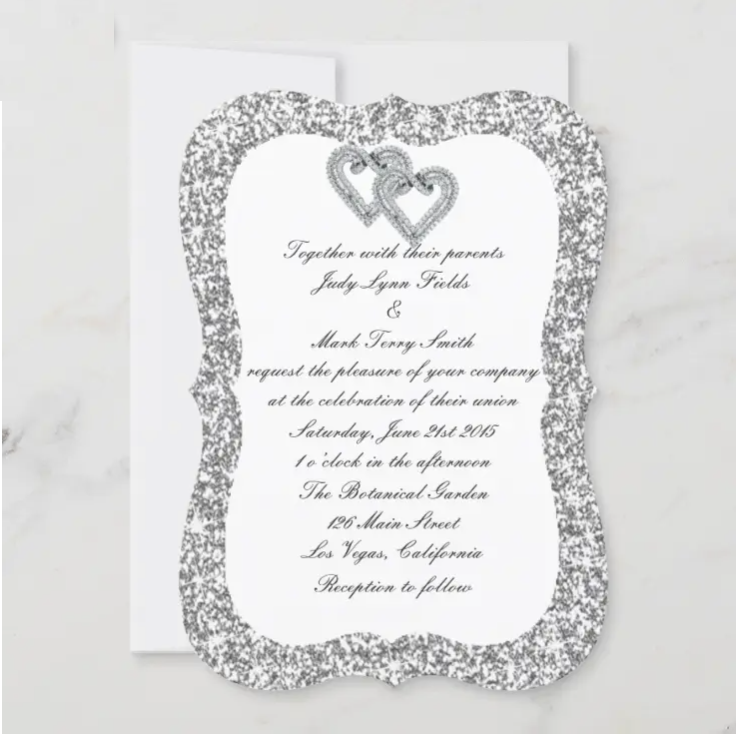 Silver Hearts Wedding Invitation